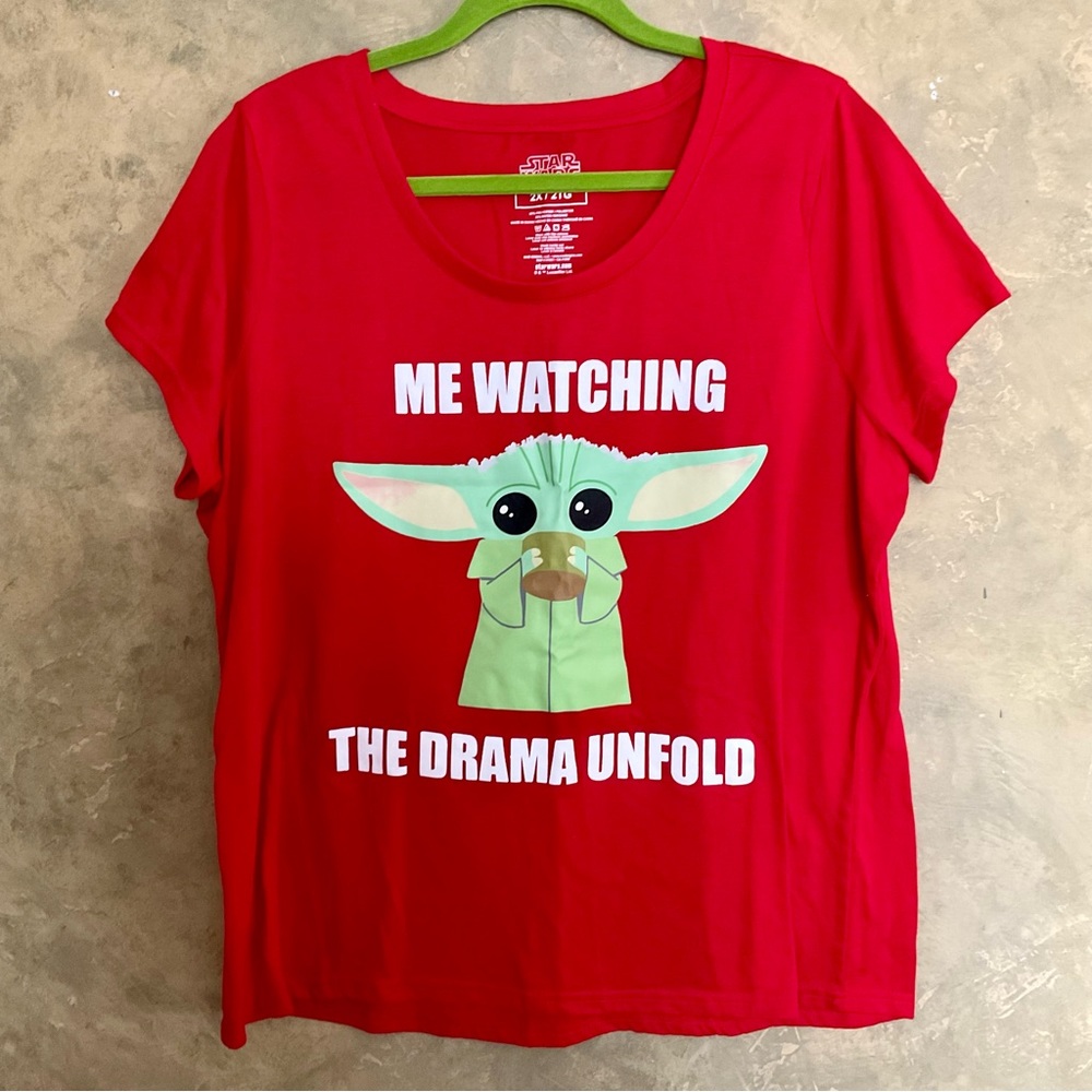 Star Wars Baby Yoda The Child Meme Graphic T-shirt 2X Red
